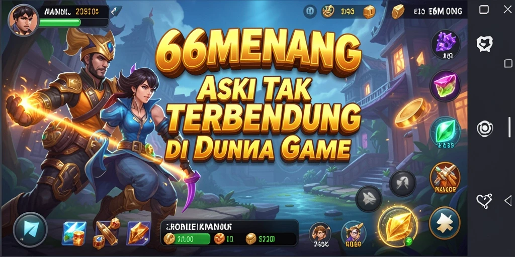 Tangkapan layar utama 66MENANG menampilkan aksi seru dalam pertempuran.