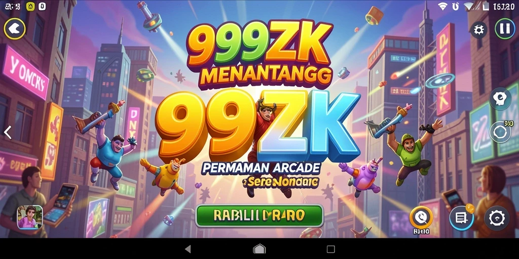 Tampilan layar gameplay seru dari 999ZK dengan warna-warna cerah.