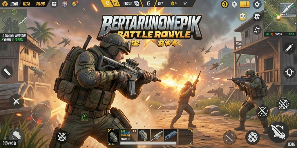 Tangkapan layar IDX66 menampilkan pertarungan seru di medan perang Battle Royale.
