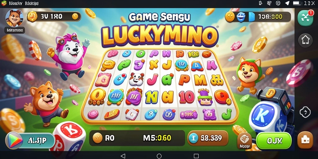 Tampilan gameplay seru LUCKYMINO di layar ponsel.