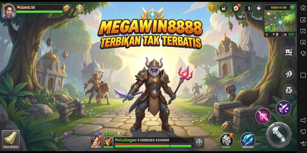 Screenshot gameplay <strong>MEGAWIN888</strong> yang menggambarkan dunia terbuka yang luas dan menarik.