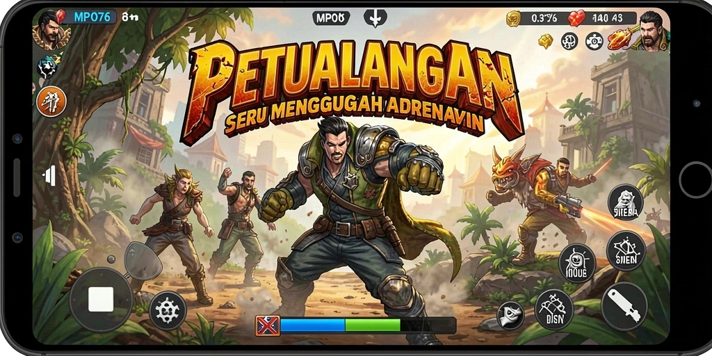 Tampilan gameplay seru MPO76 dengan petualangan mendebarkan.