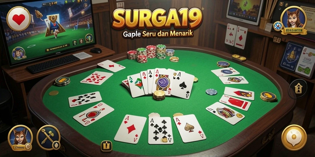 Tampilan gameplay SURGA19 yang menarik dengan suasana Gaple.