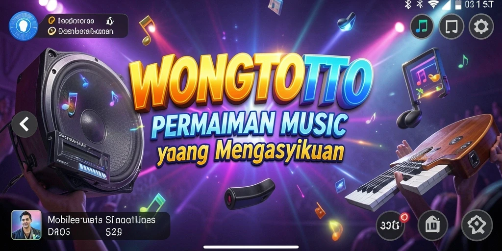 Screenshot utama WONGTOTO menampilkan pengguna bermain dengan semangat melalui lagu-lagu favorit.
